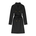 thumbnail image 5 of Classy Wool Blend Trench Coats Ladies with Belt Double Breasted Long Sleeve Notched Lapel Collar Warm Overcoat (Medium, Black), 5 of 6