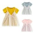 thumbnail image 6 of GYRATEDREAM Girls Lace Princess Dress Short Sleeve Mesh Cotton Petals Floral Dress Tutu Skirt Kids Birthday Formal Dress for 18-24M, 6 of 7
