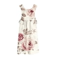 thumbnail image 4 of Uootdi Robes Tablier pour Femmes Col Rond Sans Manches Imprimé Floral Poche Robes Maxi Boho Légères Amples Robes Chasuble Cadeau, 4 of 7