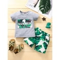 thumbnail image 2 of Seyurigaoka 2Pcs Boys Summer Outfit, Letter Print Short Sleeve T-Shirt + Floral Shorts Set for Kids, 18 Months to 5 Years, 2 of 9