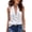 White, variant on Women's Halter Tops Deep V-Neck Button-Down Linen Shirt Ruffle Trim Sleeveless Halter Blouse Light Blue L