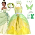 thumbnail image 2 of Vestido de niña, disfraz de Tiana, disfraz de princesa y sapo, película de Anime, ropa de juego de rol, Halloween, carnaval, princesa Dress2-3Y Tag-100 Gao Jinjia LED, 2 of 2