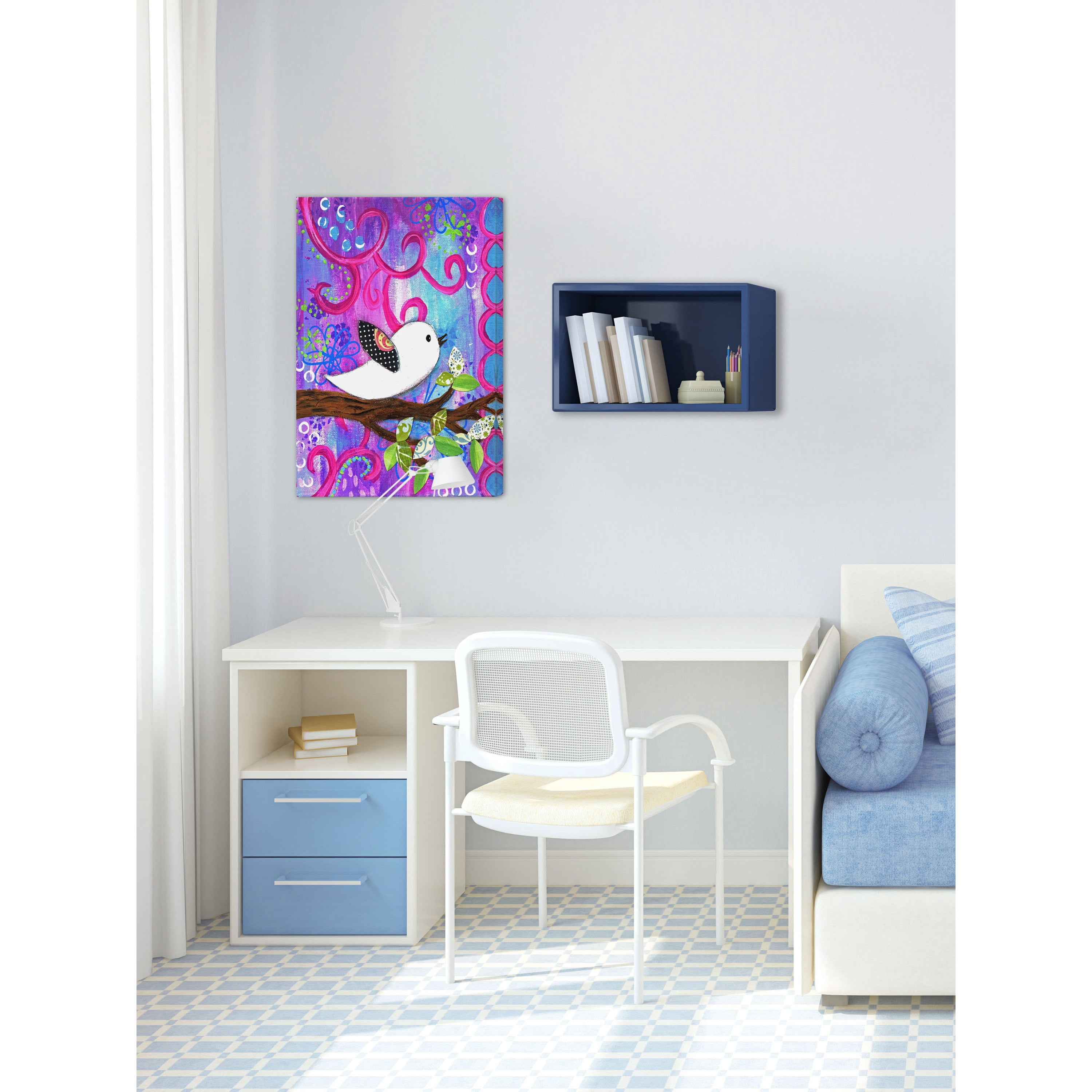 Marmont Hill "White Bird" by Jill Lambert Painting Print on Wrapped Canvas