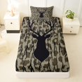 thumbnail image 3 of Castle Fairy Jungle Deer Twin Sheets 3pcs for Teens,Abstract Vintage Leoopard Print Bedding,Beige Black,1 Fitted Sheet, 1 Flat Sheet and 1 Pillowcase, 3 of 6