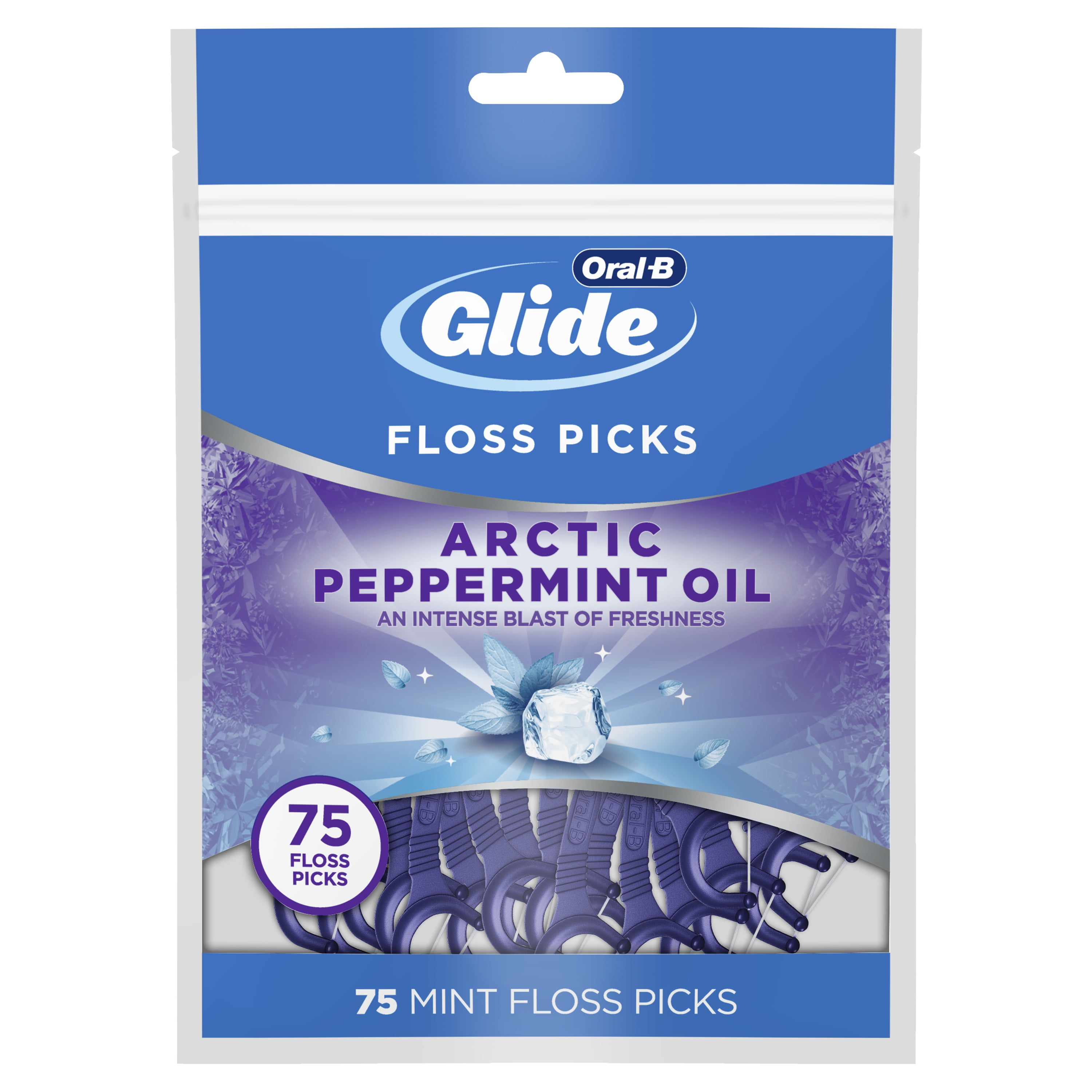 OralB Glide Arctic Peppermint Oil Dental Floss Picks, Mint, 75 ct