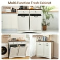 thumbnail image 6 of HARIPUL Double Tilt Out Trash Cabinet, 26 Gallon Trash Can Cabinet with Drawers & Handles for Kitchen, White/Dark Brown Top, 6 of 8