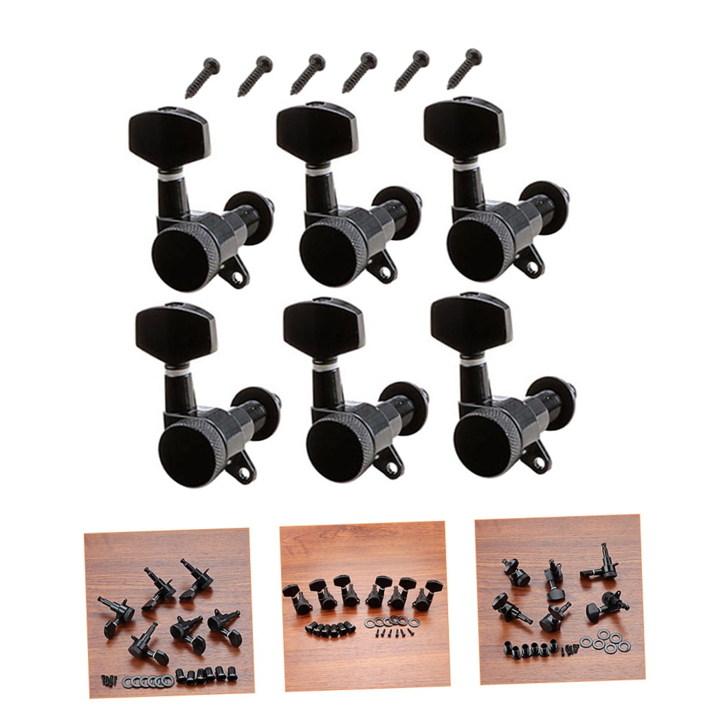 Pretyzoom 1Set Black Guitar Tuning Pegs Machine Heads Durable Metal Acoustic Locking Tuners