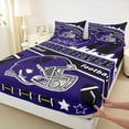 thumbnail image 3 of Feelyou Soccer Sport Lover Full Size Sheets, Purple Rugby Print Bed Sheets, Modern Football Game Sheet Sets, Luxury Bedroom Decor, 4-Piece, 3 of 7