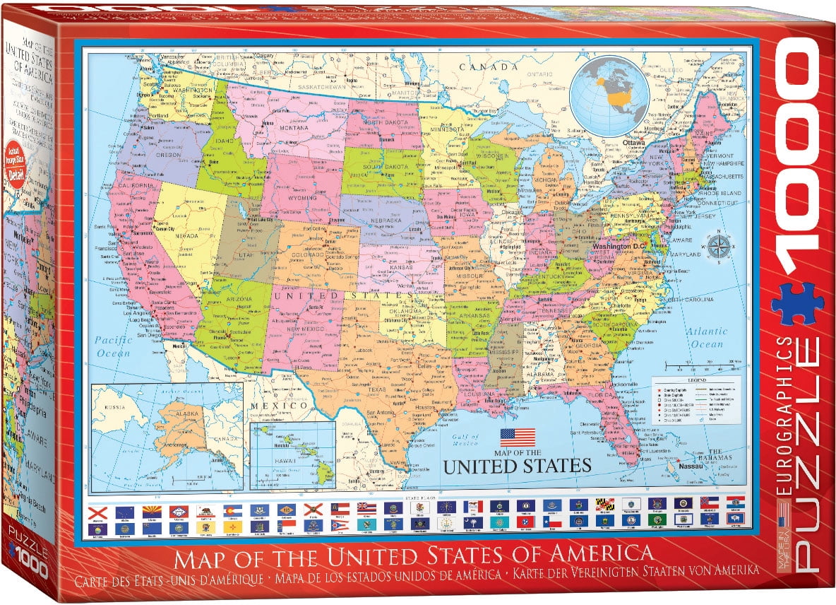 200-Piece Jigsaw Puzzle Kids Puzzle Map of the United States of America 13x19" 