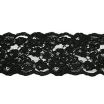 Altotux 4-1/8" Black Raschel Lace Trim with Handsewn Floral Pattern Cording Scalloped Trimming DIY Design Craft Sewing Supplies