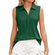 thumbnail image 2 of Blusa sin mangas con cuello vuelto para mujer, cuello en V, color liso, blusa sin mangas plisada media, verde oscuro M, 2 of 6