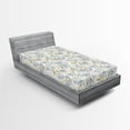 thumbnail image 2 of Ambesonne Botanical Fitted Sheet, Print of Lemon and Floral, Twin Size, White Fern Green Mustard, 2 of 5