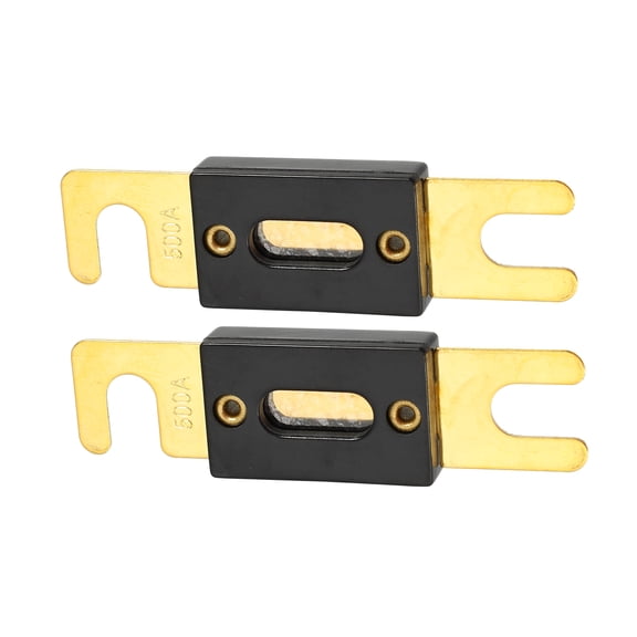 2 Pcs Mini ANL Fuses 500A Audio CD Fuse for Car Motorcycle Boat Gold Tone Black