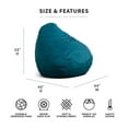 thumbnail image 3 of Big Joe Lotus Foam Filled Teardrop Bean Bag Chair with Removable Cover, Teal Plush, Soft Polyester, 4 feet Big, 3 of 10