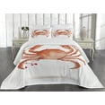 thumbnail image 2 of Ambesonne Ocean Quilted Coverlet 3 Pcs, Sea Animals Theme Crabs, Queen Size, Vermilion, 2 of 4