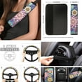 thumbnail image 4 of Jeiento Dahlia 17 Pieces Car Accessories Sets, Car Front Rear Seat Cover with Floor Mats Steering Wheel Cover Seatbelt Pads Center Console Covers Flower Coaster Keychain, 4 of 8