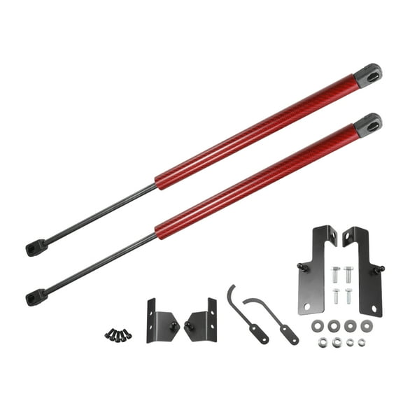 Unique Bargains 2 Pcs Front Hood Lift Supports Struts Shocks Gas Spring for Jeep Wrangler 07-18 Red Carbon Fiber Pattern