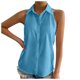 thumbnail image 4 of Blusa sin mangas con botones de gasa para mujer: cuello en V holgado, color liso, para el trabajo/casual, tallas S-XXL, 4 of 7