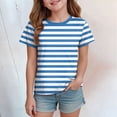 thumbnail image 2 of NIEWTR Hauts à Manches Courtes Classiques à Rayures pour Filles T-Shirts d'Été pour Enfants Col Rond Tendance T-Shirts pour Enfants 5-14 Ans (Bleu Ciel, 3-4 Ans), 2 of 4