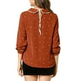 thumbnail image 4 of MODA NOVA Junior's Ruffle Peter Pan Collar Long Sleeves Blouse Tops, 4 of 6