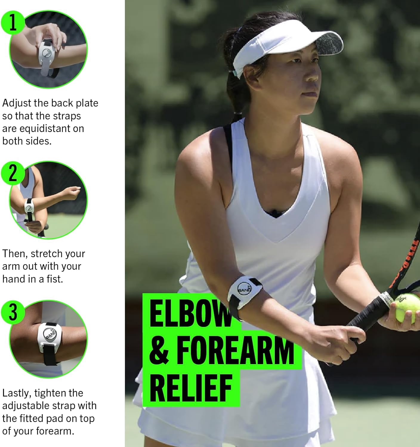 BandIT ® Therapeutic Arm Band for Elbow & Forearm Pain Relief, Anatomically Focused Dynamic Compression Brace for Carpal Tunnel, Tendonitis, Tennis Elbow, Golfers Elbow, Sprains, & Arthritis, White