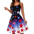 thumbnail image 2 of SAATLERI July 4th Dresses for Women Star Stripes Print Spaghetti Strap Flag Dress A Line Sleeveless Dressy Punk Party Dress, 2 of 5
