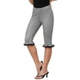thumbnail image 4 of Gingham Pants for Women Low Waist 3/4 Knee Length Cropped Capri Leggings L Black, 4 of 6