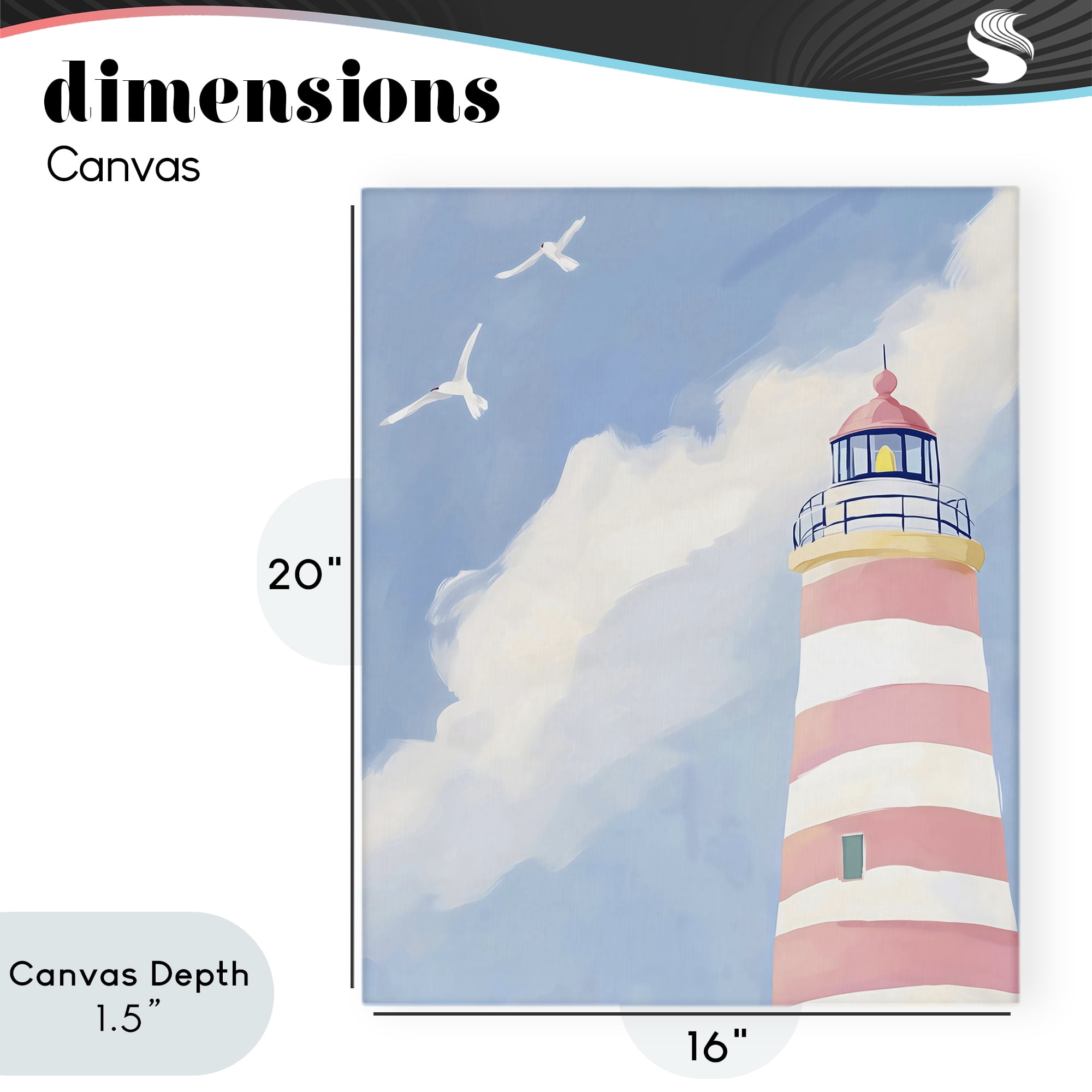 Stupell Industries Striped Lighthouse with Seagulls Canvas Wall Art, design by The Prints Vibe