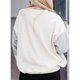 thumbnail image 4 of Suéter de las mujeres manga larga ronda Masajeadores cuello suelta casual contraste color costura camiseta gris M, 4 of 6