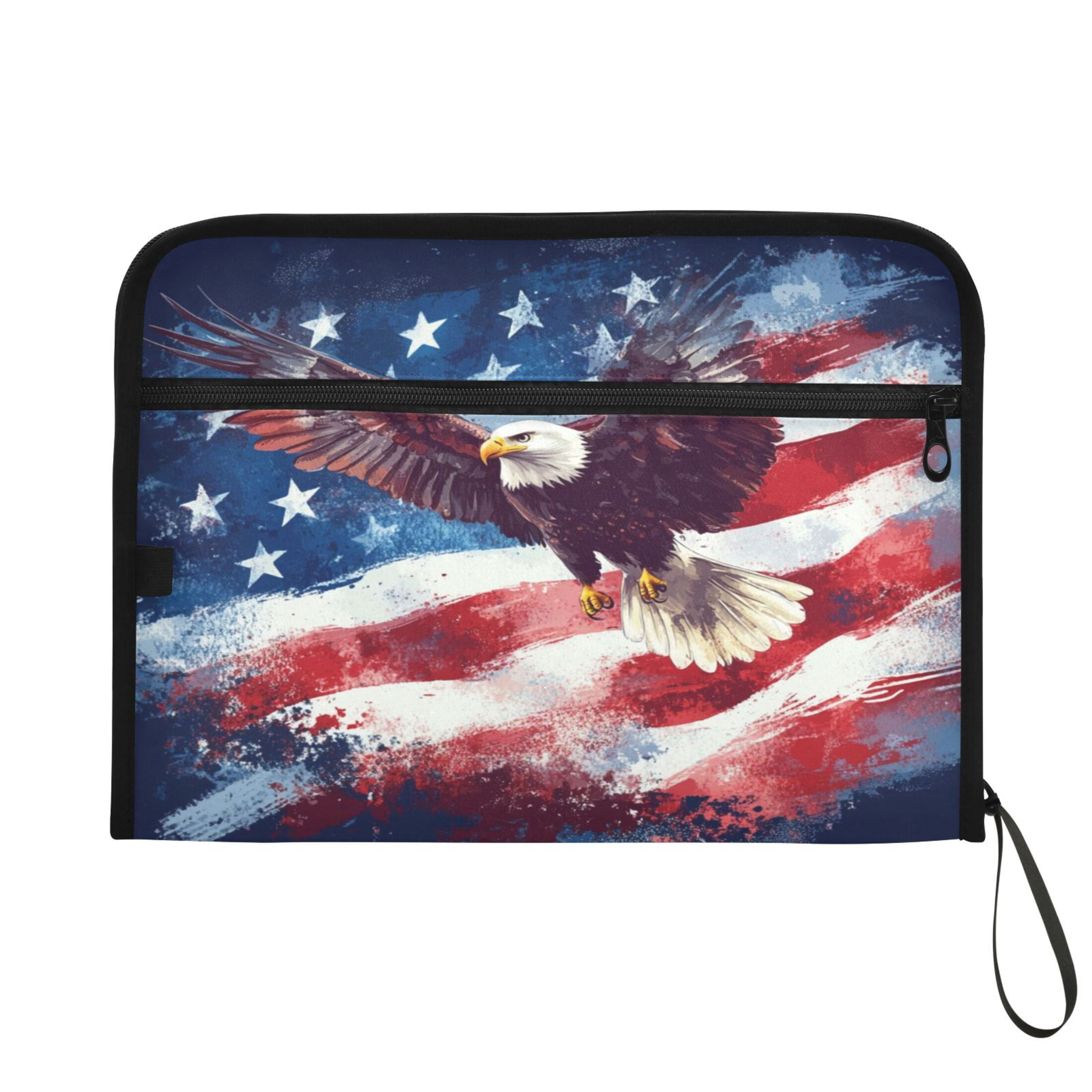 WOBOGO American Flag with Eagle Expanding File Folder Letter Size Accordion Filing Organizer 13 Pocket Separate Organ Pocket