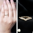 thumbnail image 3 of Rosec Jewels 1/4 CT Womens Elegant Diamond Chevron Ring in Pave Setting, 14K Yellow Gold, US 10.50, 3 of 9