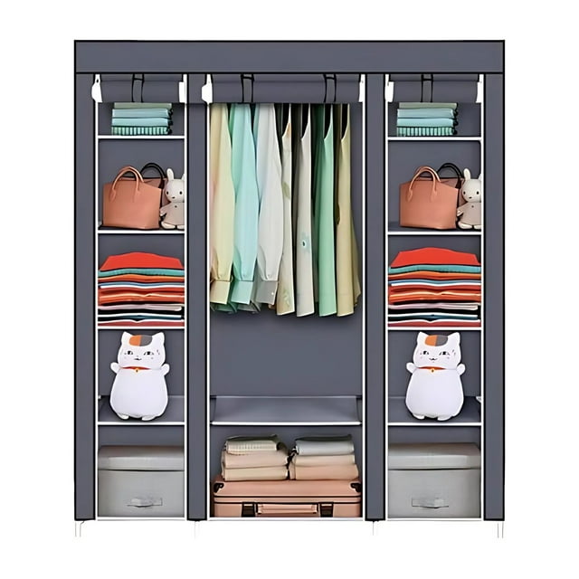 Ropero Rack Closet Armable Practiksa Organización Color Gris claro