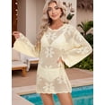 thumbnail image 3 of Women Swimsuit Cover up Flower Knit Bikini Long Sleeve Beach Crochet Tops Hollow Out Coverup Alsol Lamesa, 3 of 6