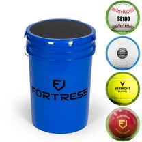 FORTRESS Ball Bucket with Cushioned Lid | Durable Heavy-Duty Plastic Bucket for Sports Balls with Comfortable Foam Seat Lid - Ideal for Baseball, Softball and Cricket Practices