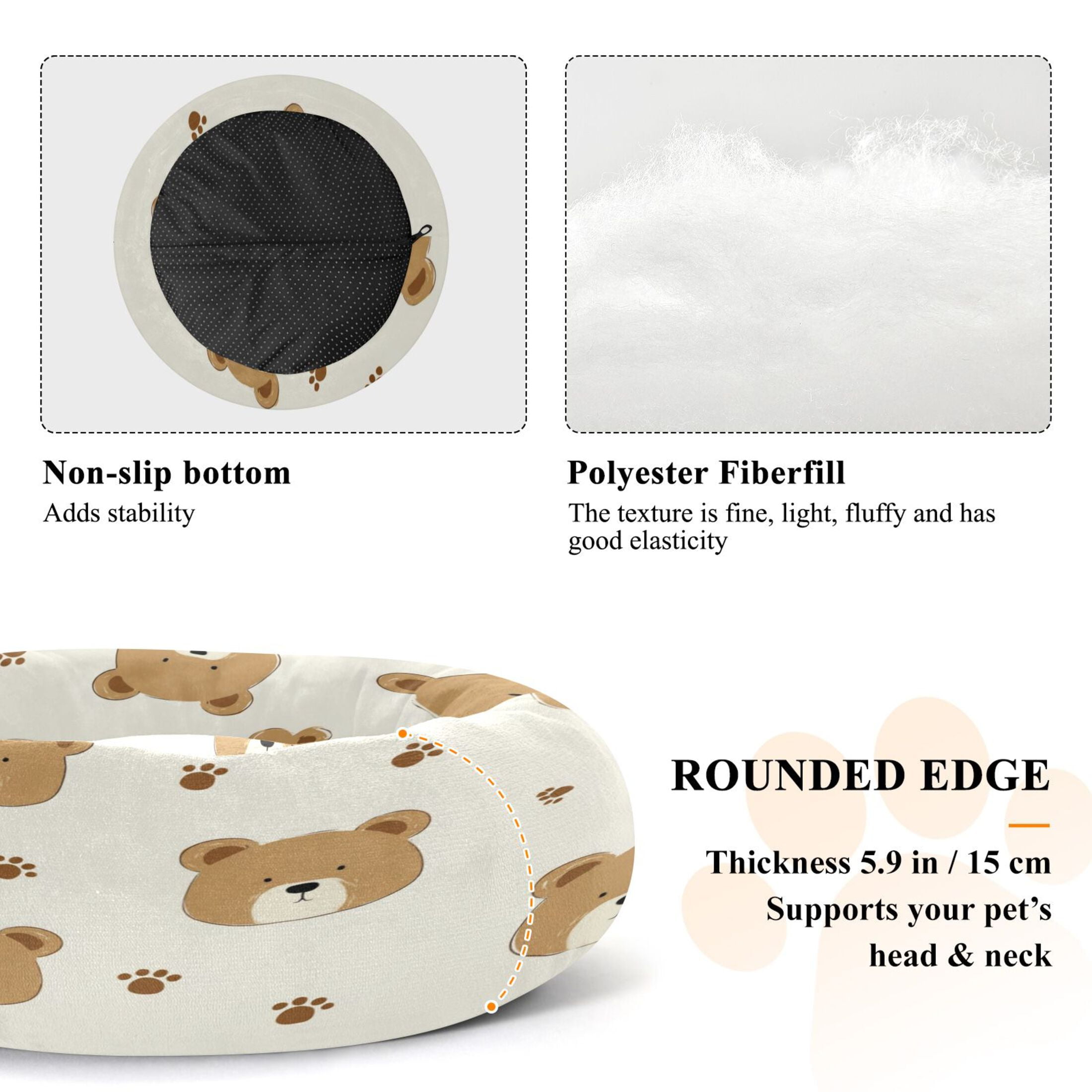 Iauyy Pet Couch Donut Cat Bed for Indoor Cats/Small Dogs Washable & Machine with Non-slip Bottom Calming Cat Furniture, Many Bear (S)
