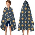 thumbnail image 3 of Dark Blue Sun Moon Star Pattern Hooded Bath Towel，50"x30" for Ages 3 To 12 Kids, Quick Dry Lightweight Soft Microfiber Hood Beach Towel Cover Up for Kids, 3 of 7