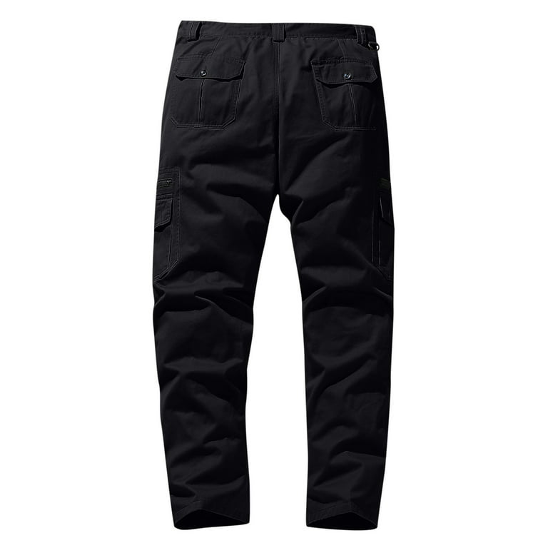 Eqwljwe Men's Hiking Work Cargo Pants Quick-Dry Lightweight Waterproof Multi-Pockets Outdoor Mountain Fishing Camping Pants, Size: 6(Large), Black