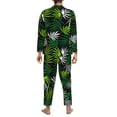 thumbnail image 5 of Bingfone Men'S Pajama Set 2 Piece Loungewear Pjs, Long Sleeve With Pajama Pants-Tropical Leaves1, 5 of 9