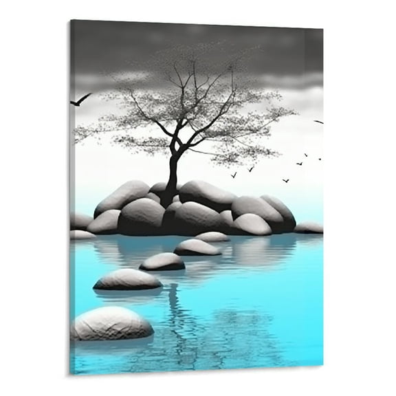 PRATYUS Canvas Wall Art Picture 16x20in Black And White Painting Abstraction 16x20in