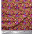 thumbnail image 1 of Soimoi Brown Rayon Fabric Leaves & Ranunculus Floral Fabric Prints By Yard 42 Inch Wide, 1 of 3
