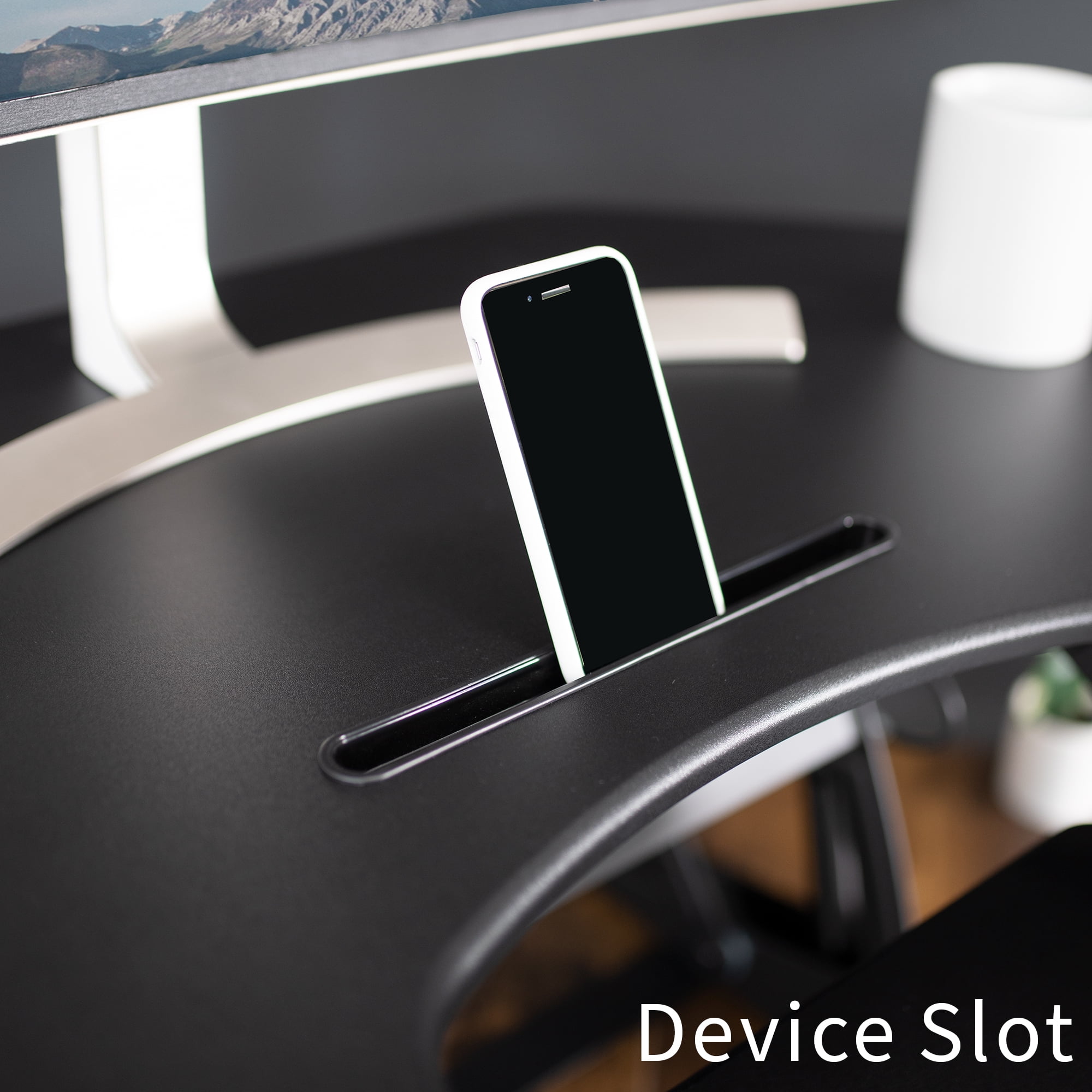 VIVO Black Corner Electric Height Adjustable Cubicle Sit to Stand Desk Riser