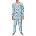 thumbnail image 3 of Disketp Sailboats Anchors Mens Pajama Set, Soft Warm Long Sleeve Sleepwear, Cozy Button-Down Pjs for Men-X-Large, 3 of 7
