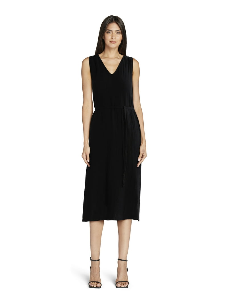 Time and Tru Women's Sleeveless V-Neck Cotton Midi Dress, Sizes XS-XXXL -  Walmart.com