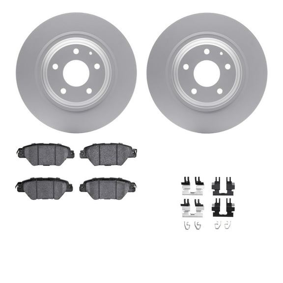 Dynamic Friction Company Rear Geospec Brake Rotors with 5000 Advanced Brake Pads includes Hardware 4512-80106