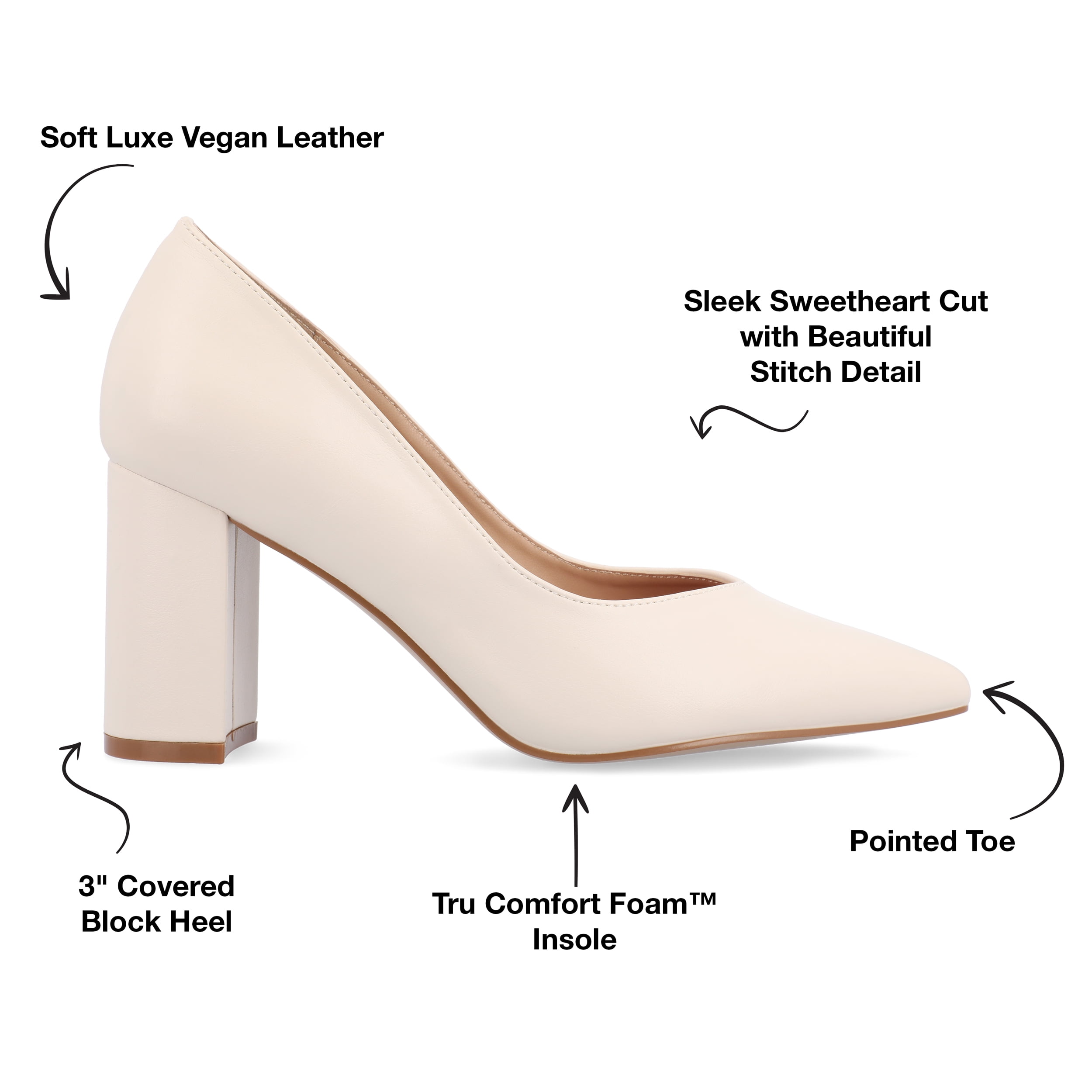 Journee Women's Simonne SuperNatural Shades Wide Width Block Heel Pointed Toe Pumps