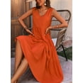 thumbnail image 5 of Prettady Womens Summer Dresses Sleeveless Maxi Dress V-Neck Casual Flowy Tiered Sundresses Orange Color XXL, 5 of 8