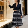 thumbnail image 6 of Jane Wardrobe Elastic High Waist Polka Dot A-Line Midi Skirt Women Stretch Flowy Vacation Casual Long Skirt 1PC XS-XXL Plus Size Friendly, 6 of 6