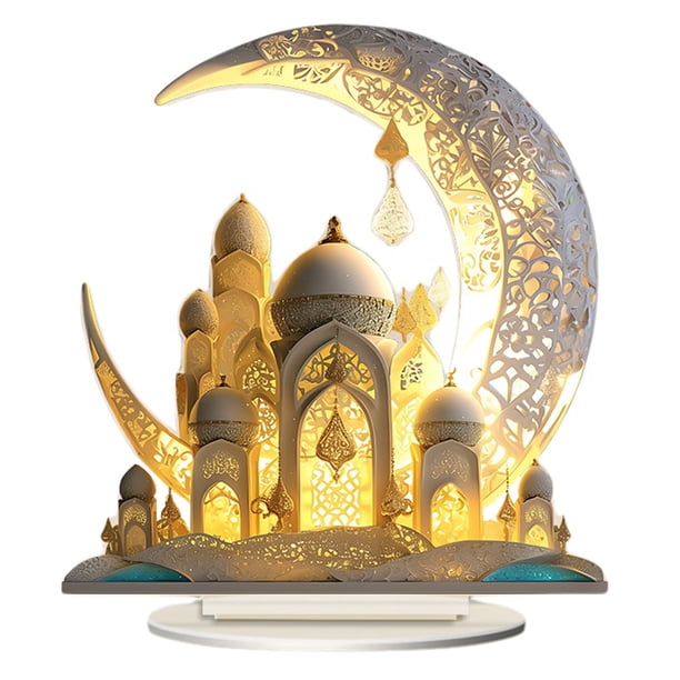 Billuyoard Elegante decoración de acrílica con forma de luna para el Ramadán que mejora la experiencia del ayuno Decoraciones acrílicas para Decoración del hogar SCB019