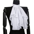 thumbnail image 3 of Women White Chiffons Jabot Tie with Ruffled Victorian Colonial Neckwear False Collar for Formal Event and Performances, 3 of 7