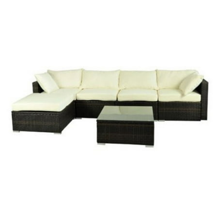 Outsunny Rattan Wicker 6 Piece Patio Sofa Sectional Conversation Set